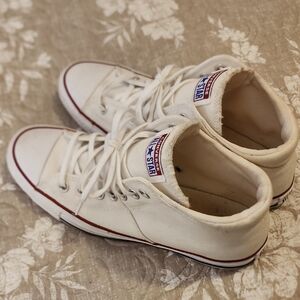 Converse High Top Sneakers in White with Red Accent